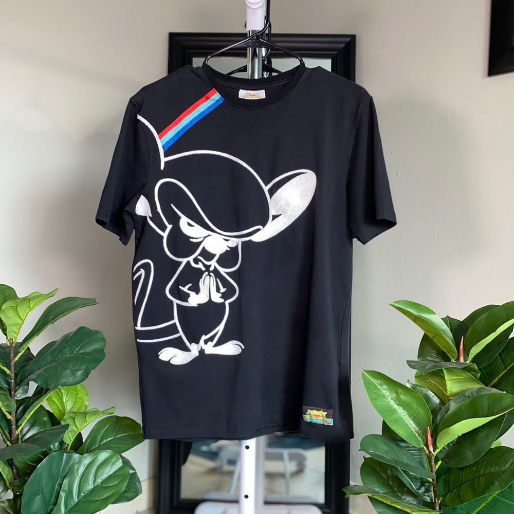Vintage Pinky and the Brain Embroidered Graphic Tee Shirt